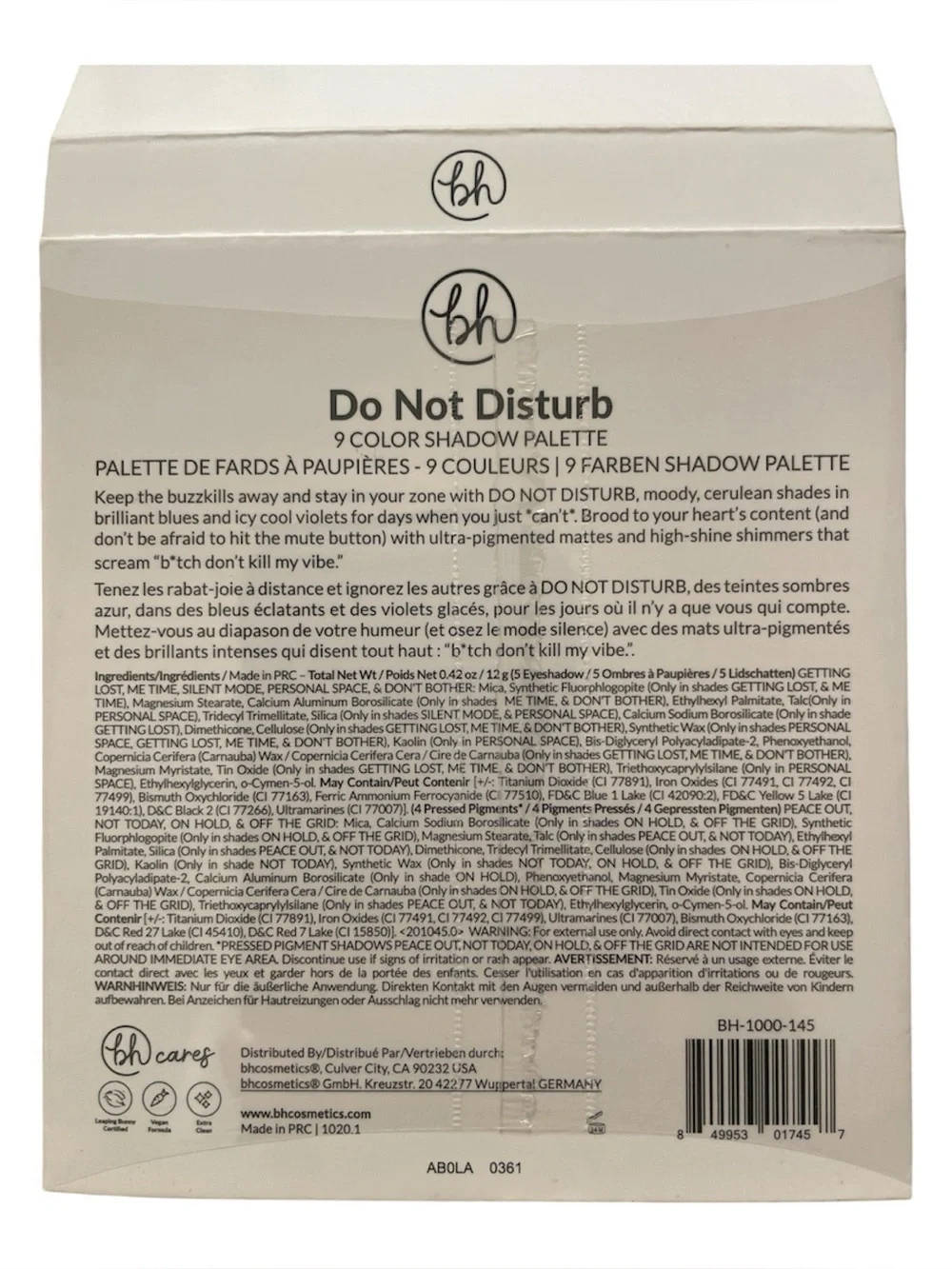 BH Do Not Disturb eyeshadow palette